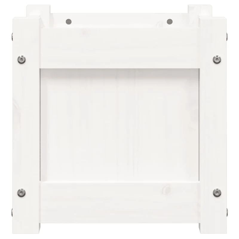 Jardinera De Madera Maciza De Pino Blanca 31x31x31 Cm