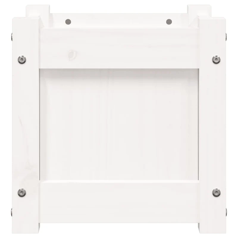 Jardinera De Madera Maciza De Pino Blanca 31x31x31 Cm