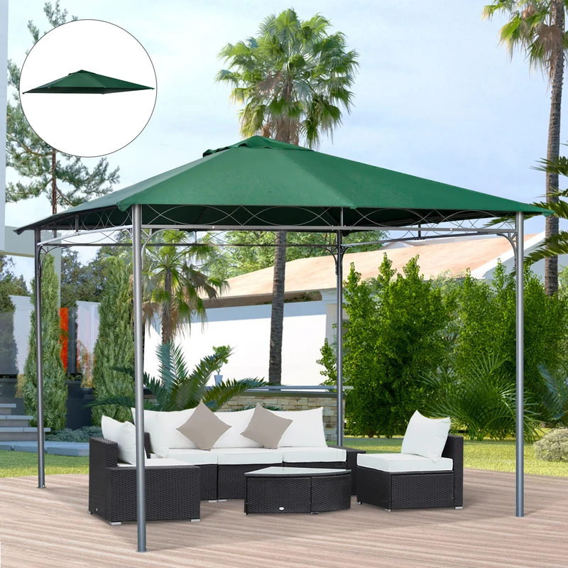Outsunny Techo De Repuesto 300x300 Cm Cenador De Jardín Con 8 Orificios Verde