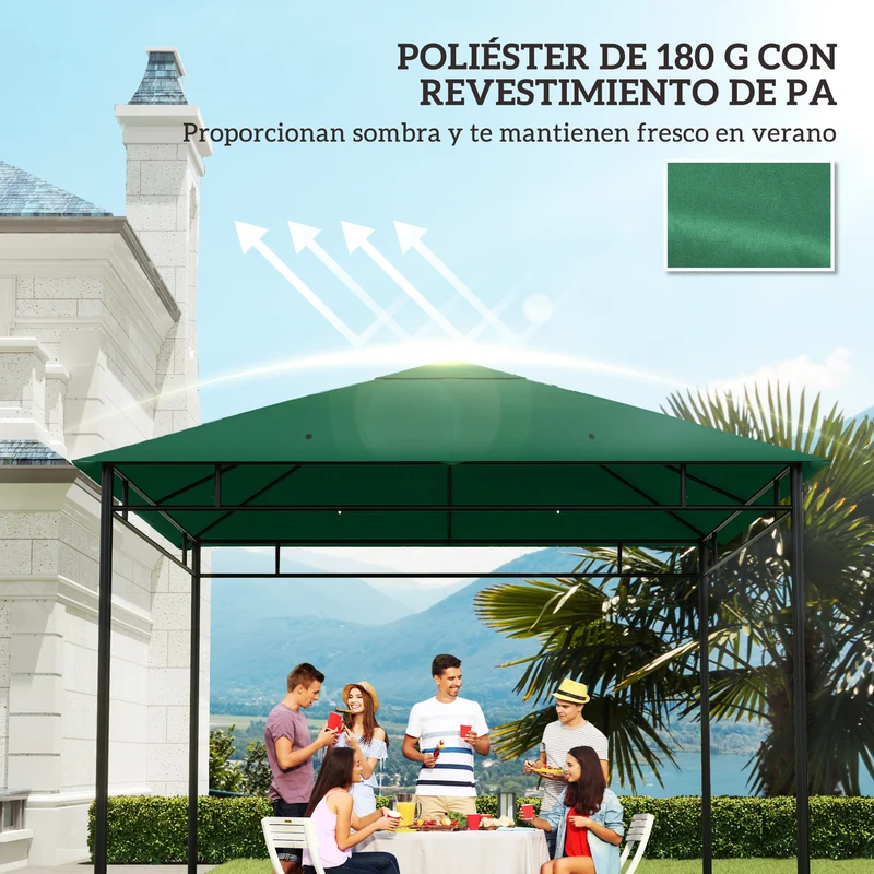 Outsunny Techo De Repuesto 300x300 Cm Cenador De Jardín Con 8 Orificios Verde