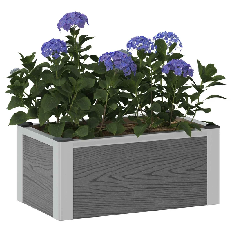Arriate Elevado Gris 50 X 30 X 22 Cm Wpc Y Aluminio