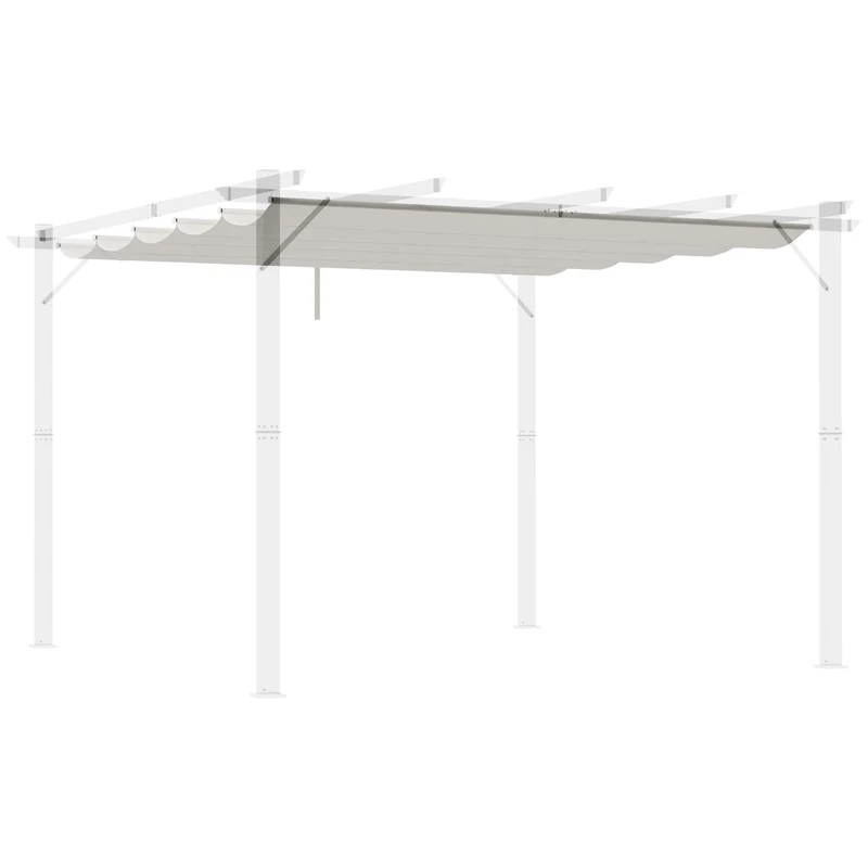 Outsunny Cubierta Para Pérgola Retráctil 2,5x2,55m Para Marco De 3x3 M Crema
