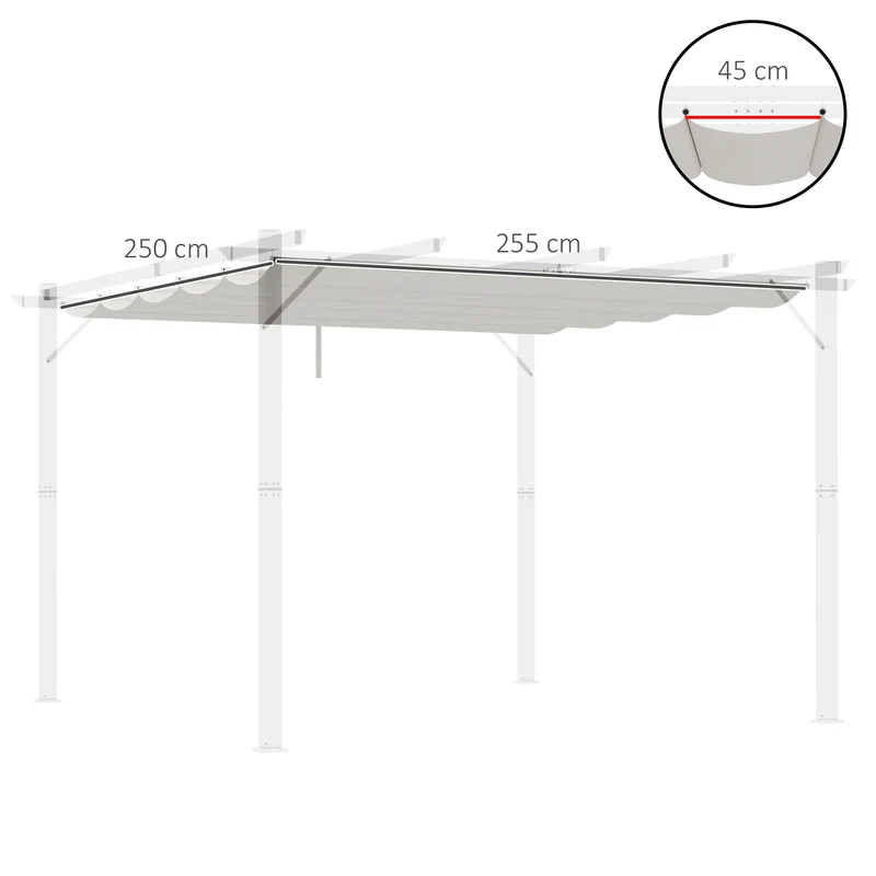 Outsunny Cubierta Para Pérgola Retráctil 2,5x2,55m Para Marco De 3x3 M Crema