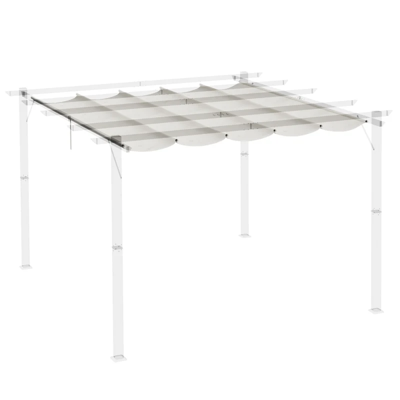 Outsunny Cubierta Para Pérgola Retráctil 2,5x2,55m Para Marco De 3x3 M Crema