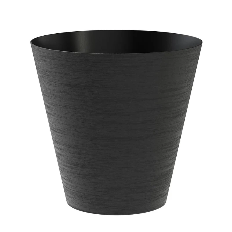 Teraplast Macetero De Plástico Reciclado Hoop Negro 20cm Con Depósito De Agua