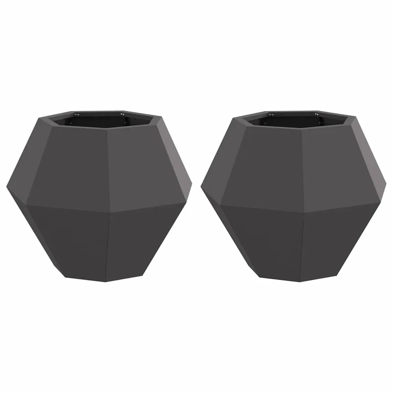 Jardinera 2 Uds. Negro 50 X 50 X 40 Cm Acero