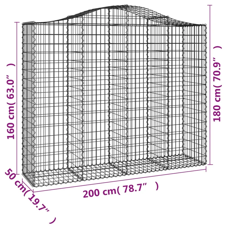 Cestas Gaviones 11 Uds Forma De Arco Hierro 200x50x160/180 Cm