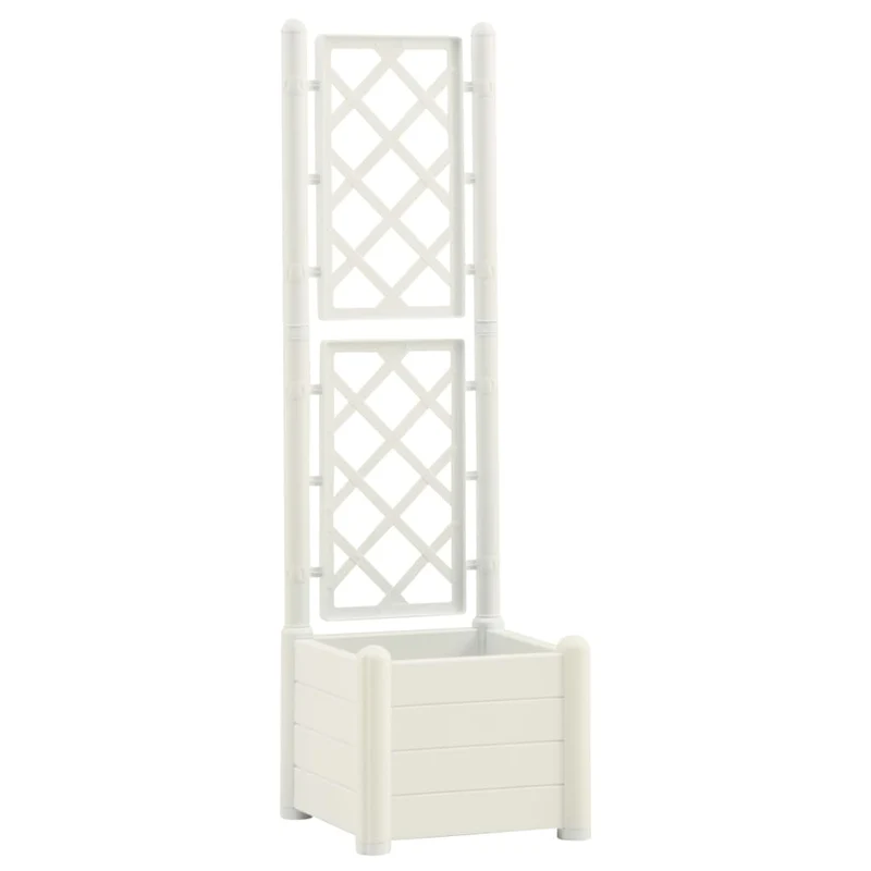 Jardinera Con Enrejado Pp Blanco 43x43x142 Cm