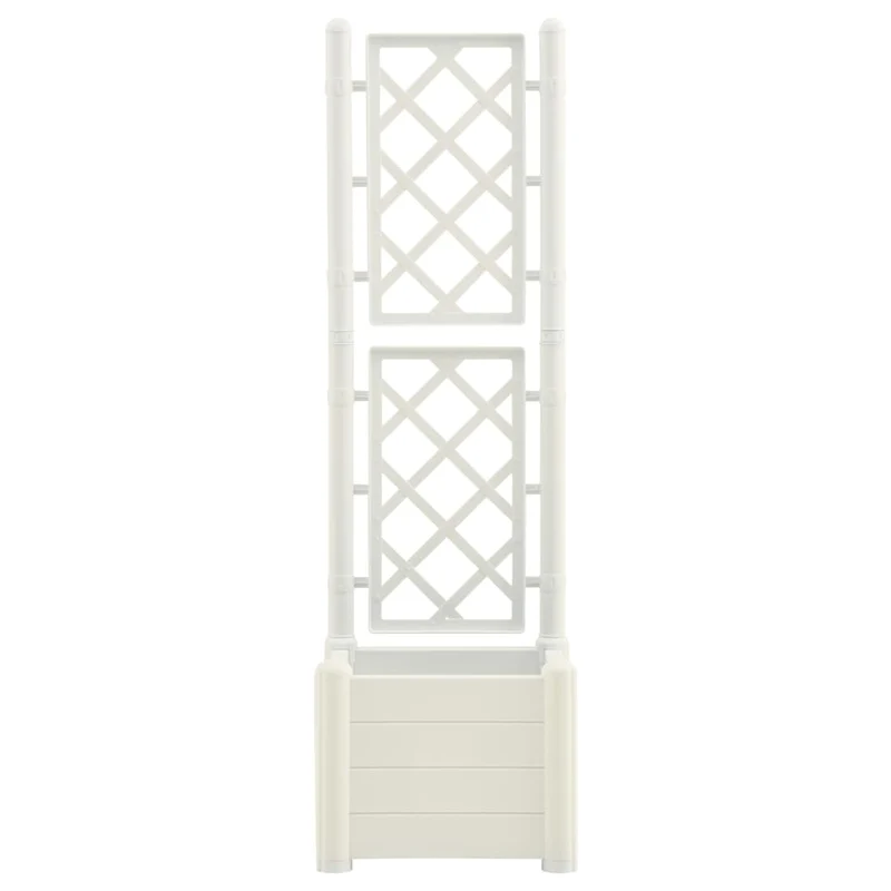 Jardinera Con Enrejado Pp Blanco 43x43x142 Cm