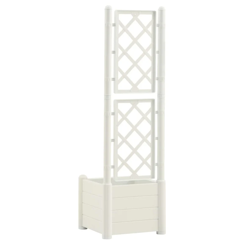 Jardinera Con Enrejado Pp Blanco 43x43x142 Cm