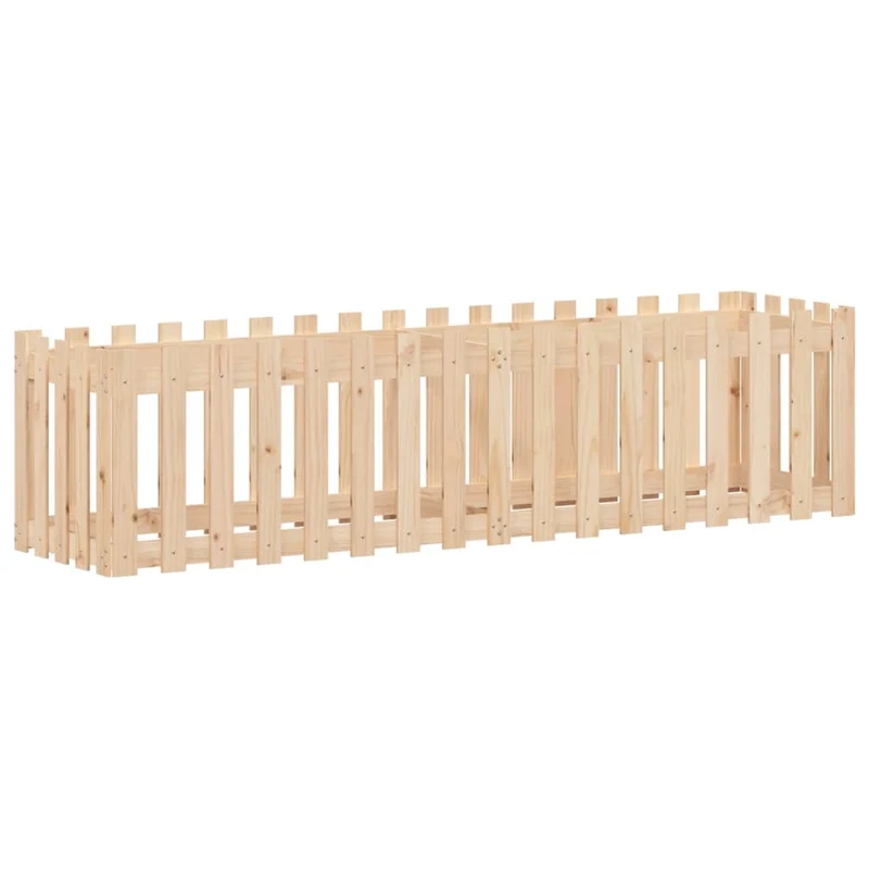 Arriate Elevado Jardín Con Valla Madera Maciza Pino 200x50x50cm