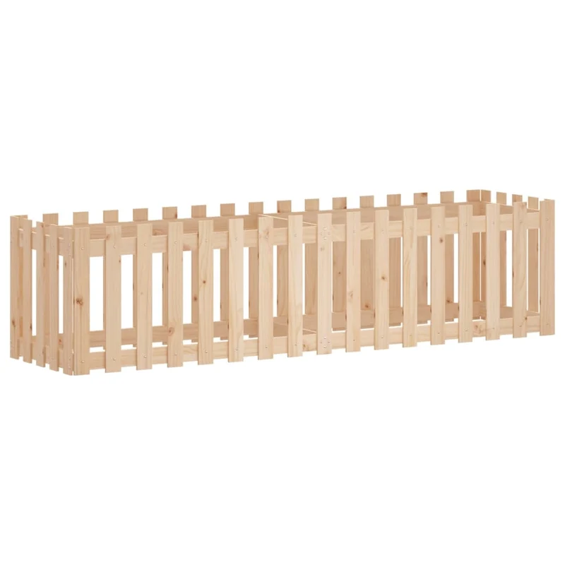 Arriate Elevado Jardín Con Valla Madera Maciza Pino 200x50x50cm