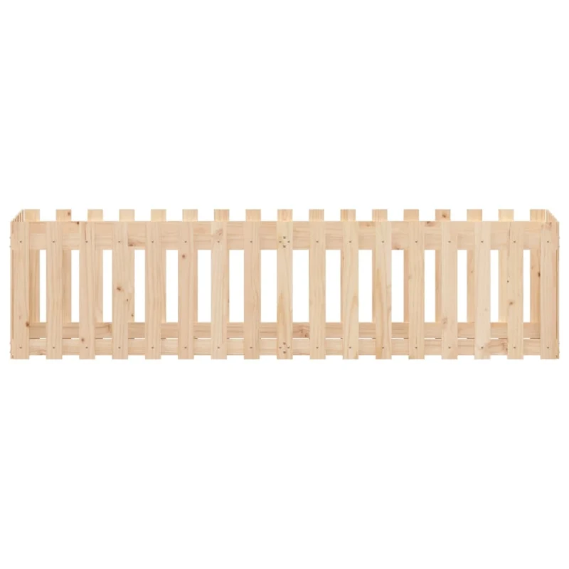Arriate Elevado Jardín Con Valla Madera Maciza Pino 200x50x50cm