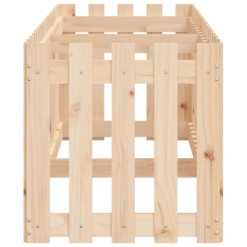 Arriate Elevado Jardín Con Valla Madera Maciza Pino 200x50x50cm