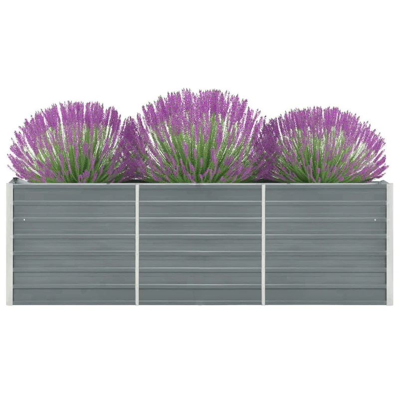 Arriate Elevado De Jardín Acero Galvanizado Gris 240x40x77 Cm