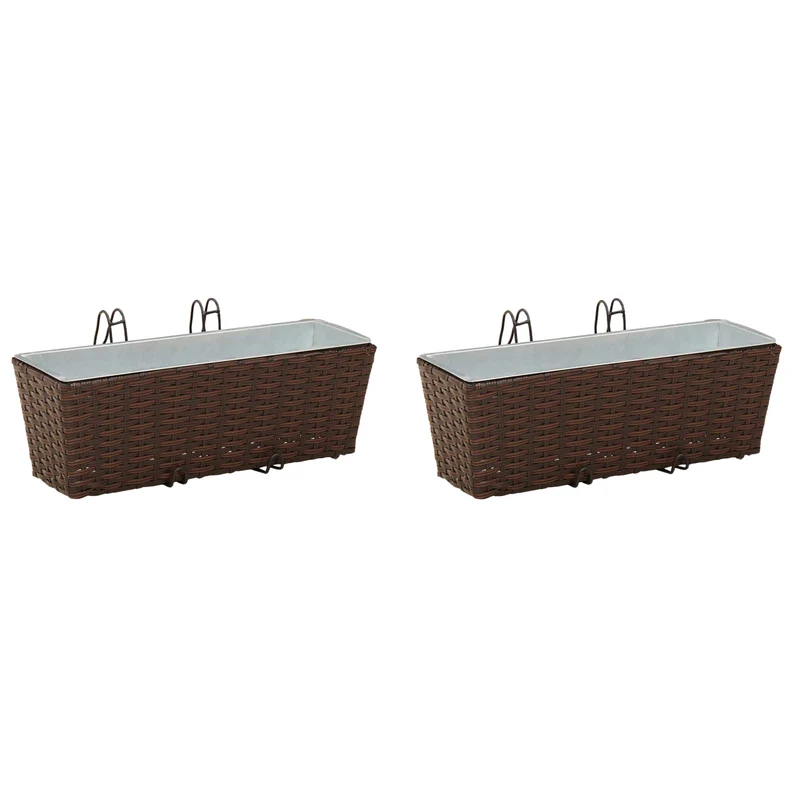 Barandilla 2 Uds. Marrón 50 X 17 X 17 Cm Metal
