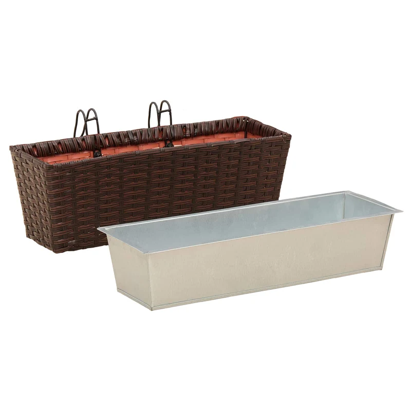Barandilla 2 Uds. Marrón 50 X 17 X 17 Cm Metal