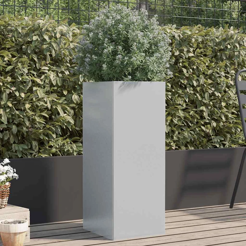 Jardinera De Acero Galvanizado Plateado 32x29x75 Cm