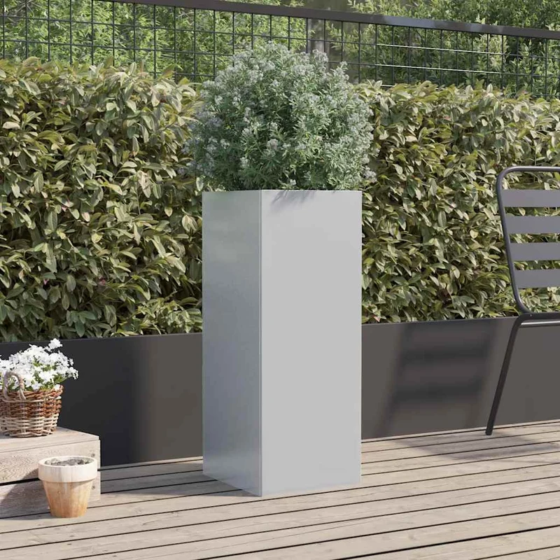 Jardinera De Acero Galvanizado Plateado 32x29x75 Cm