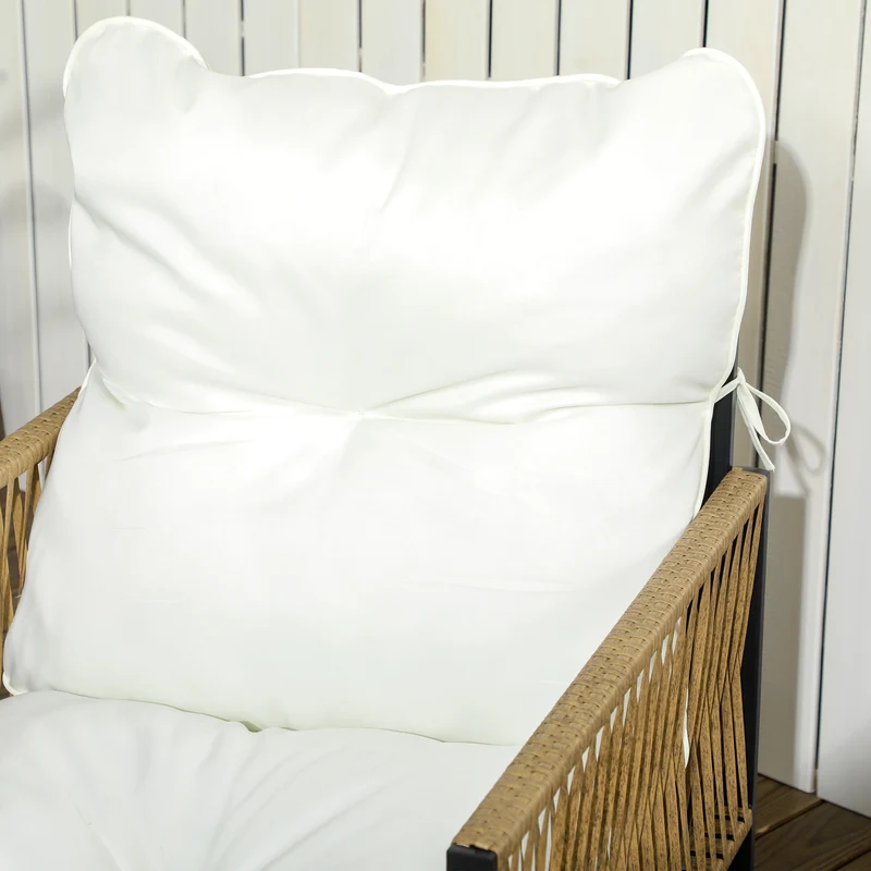 Outsunny Conjunto De Jardín Exterior De Ratán Sintético De 4 Piezas Crema