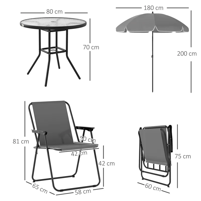 Outsunny Conjunto De Mesa Y Sillas Jardín De 6 Piezas Con Sillas Mesa Y Parasol