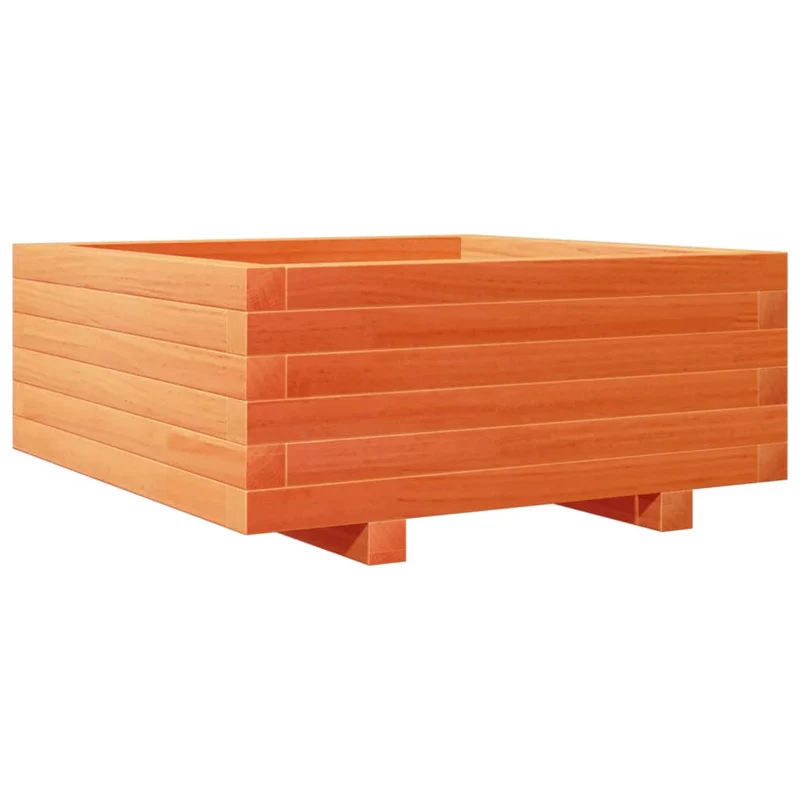 Jardinera De Madera Maciza De Pino Marrón Cera 60x60x26,5 Cm