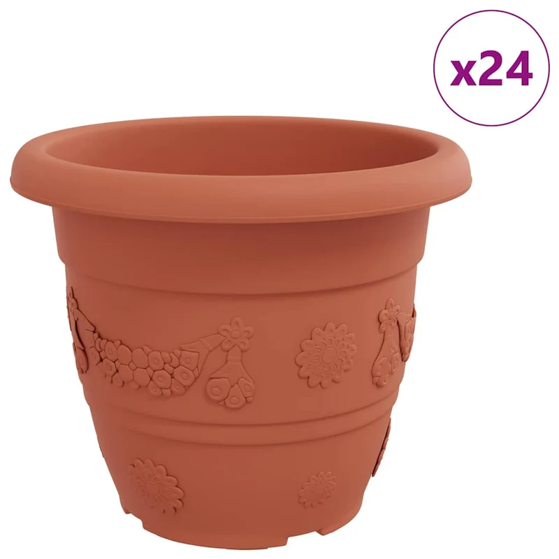 Maceta Redonda Para Flores 24 Uds. Rojo Ladrillo Ø 34 X 28 Cm