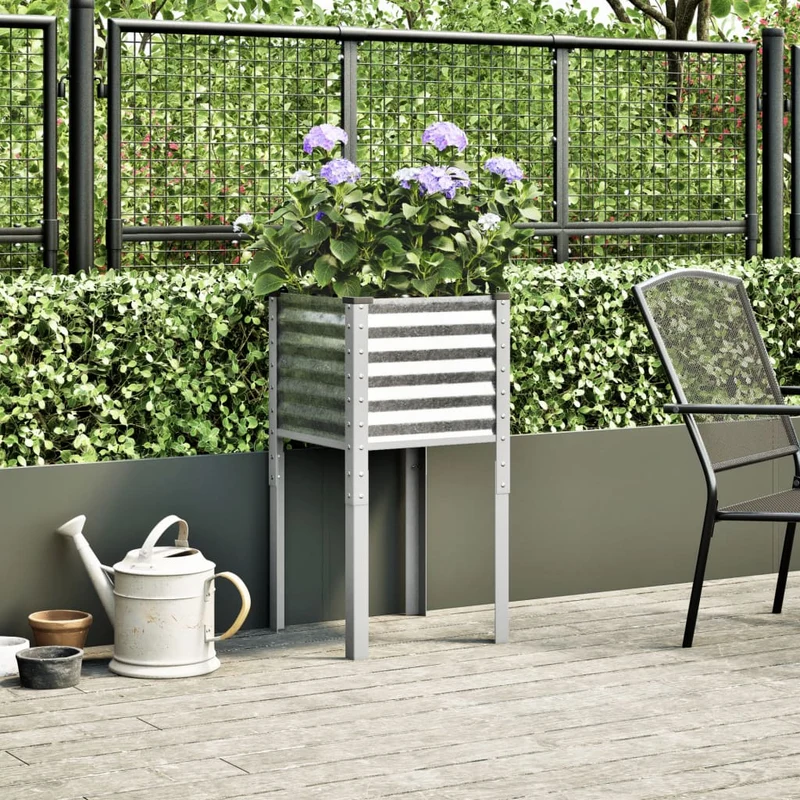 Jardinera De Jardín 45x45x88 Cm De Acero Galvanizado