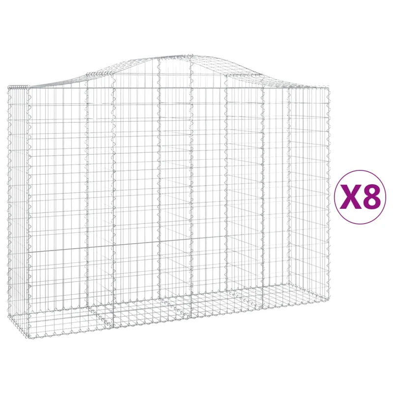 Cestas Gaviones 8 Uds Forma De Arco Hierro 200x50x140/160 Cm