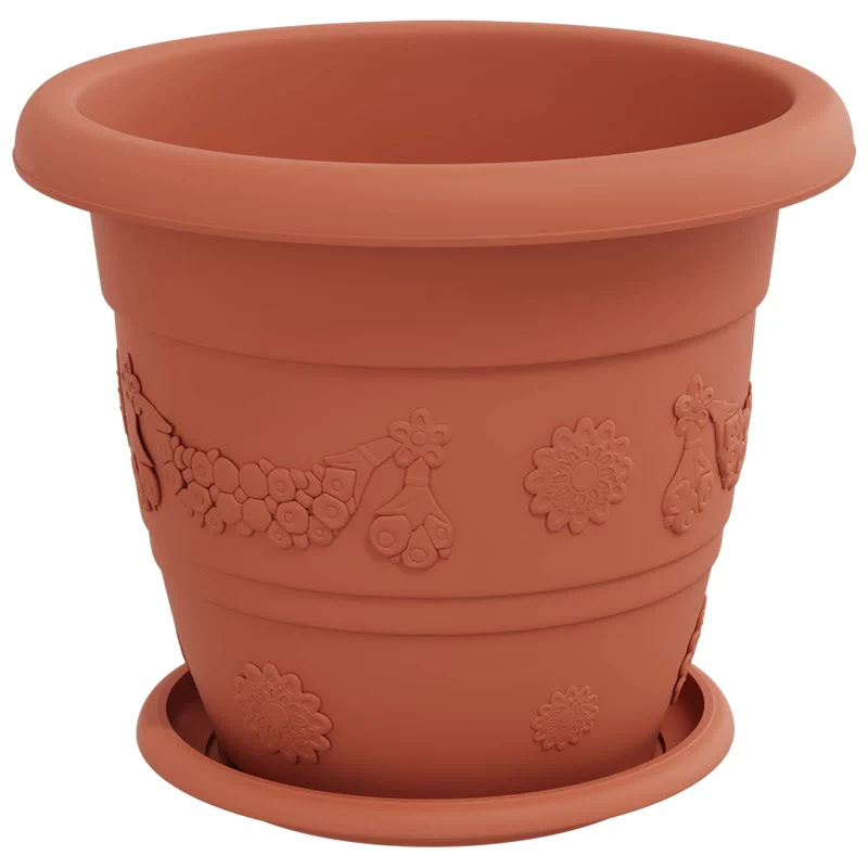 Macetas 24 Uds. Rojo Ladrillo Ø 26 X 21.5 Cm Plástico