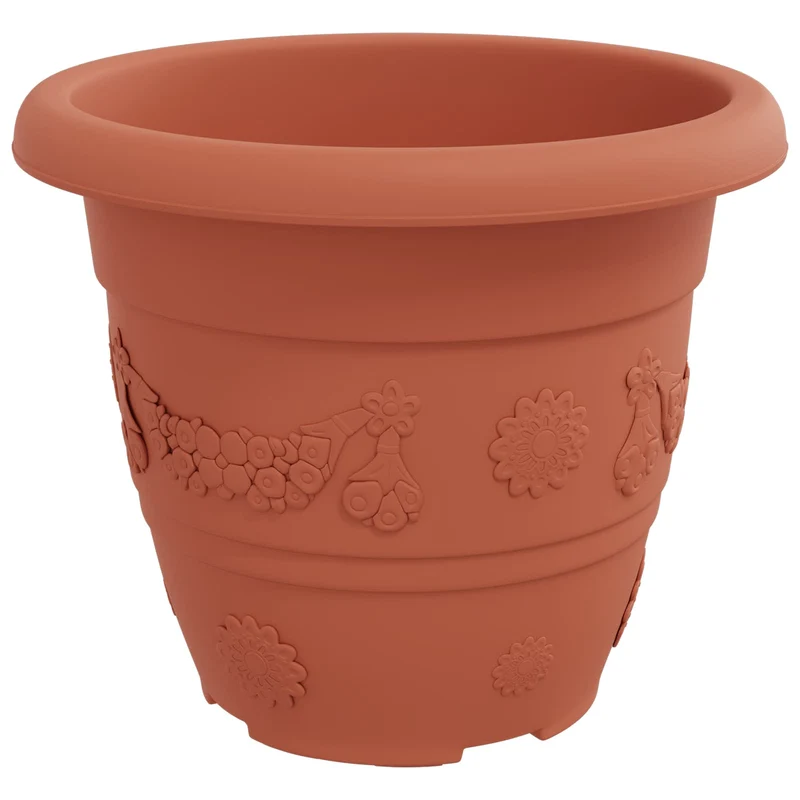 Macetas 24 Uds. Rojo Ladrillo Ø 26 X 21.5 Cm Plástico