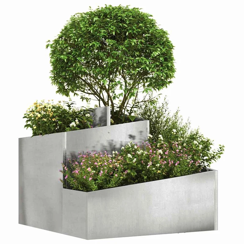 Macetero De Jardín Plateado 60 X 60 X 50 Cm Acero Inoxidable