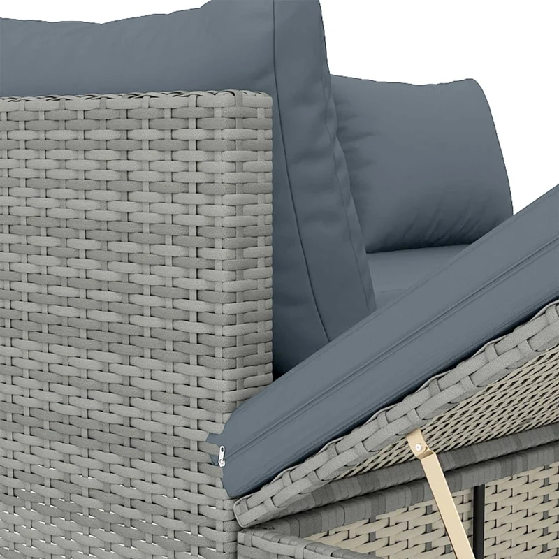 Outsunny Conjunto De Jardín De Ratán De 3 Piezas Respaldo Ajustable Gris