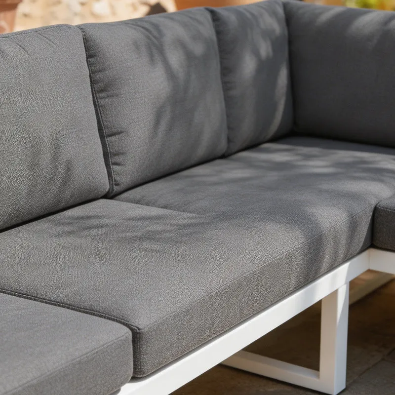 Outsunny Conjunto De Jardín Exterior De 4 Piezas En Forma De L Con Cojines Gris
