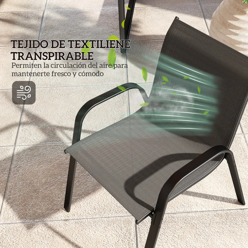 Outsunny Conjunto De Jardín Exterior De 4 Piezas Negro