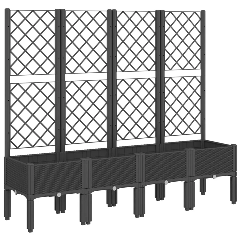 Jardinera Con Enrejado Pp Negro 160x40x142 Cm