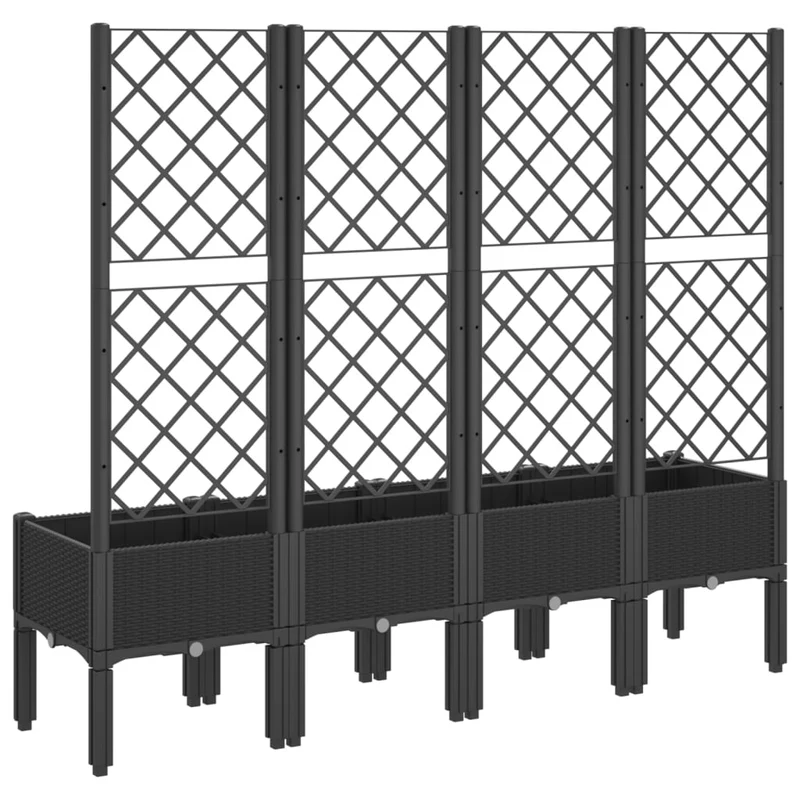 Jardinera Con Enrejado Pp Negro 160x40x142 Cm