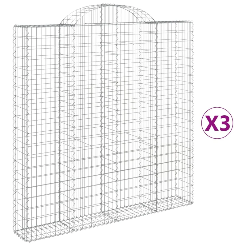 Cestas De Gaviones 3 Uds Forma De Arco Hierro 200x30x200/220 Cm