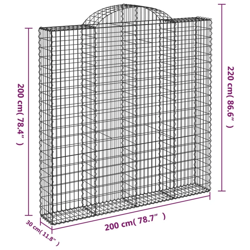 Cestas De Gaviones 3 Uds Forma De Arco Hierro 200x30x200/220 Cm