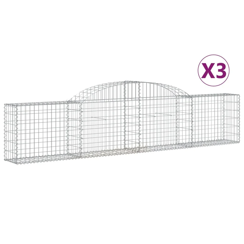Cestas De Gaviones 3 Uds Forma De Arco Hierro 300x30x60/80 Cm