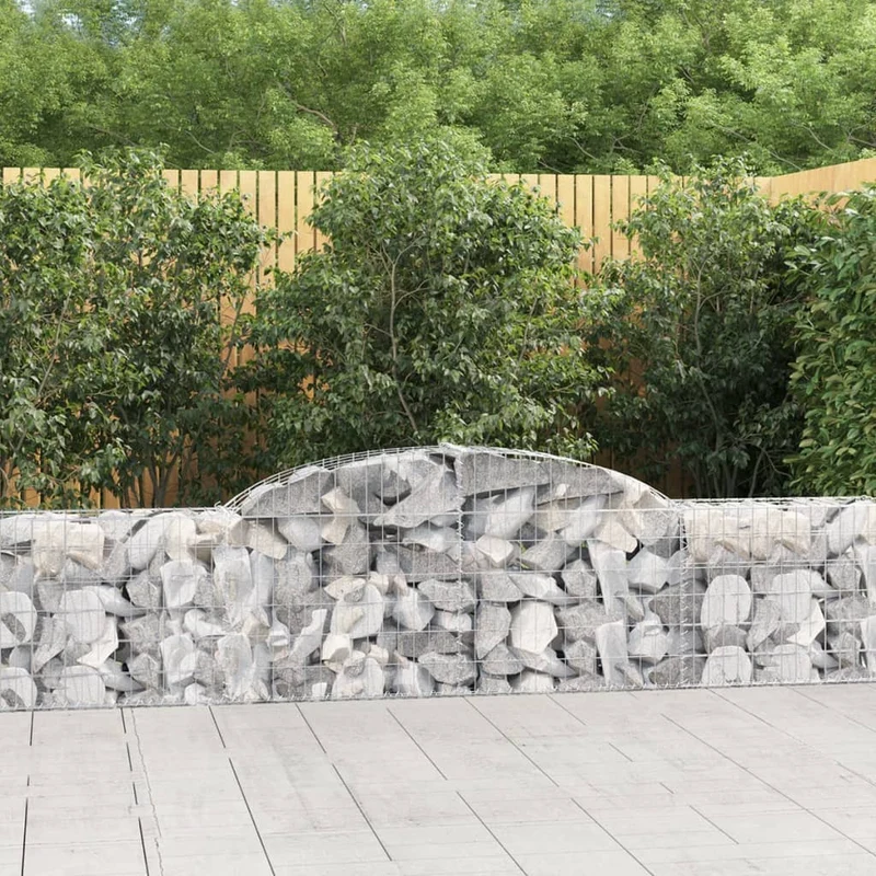 Cestas De Gaviones 3 Uds Forma De Arco Hierro 300x30x60/80 Cm