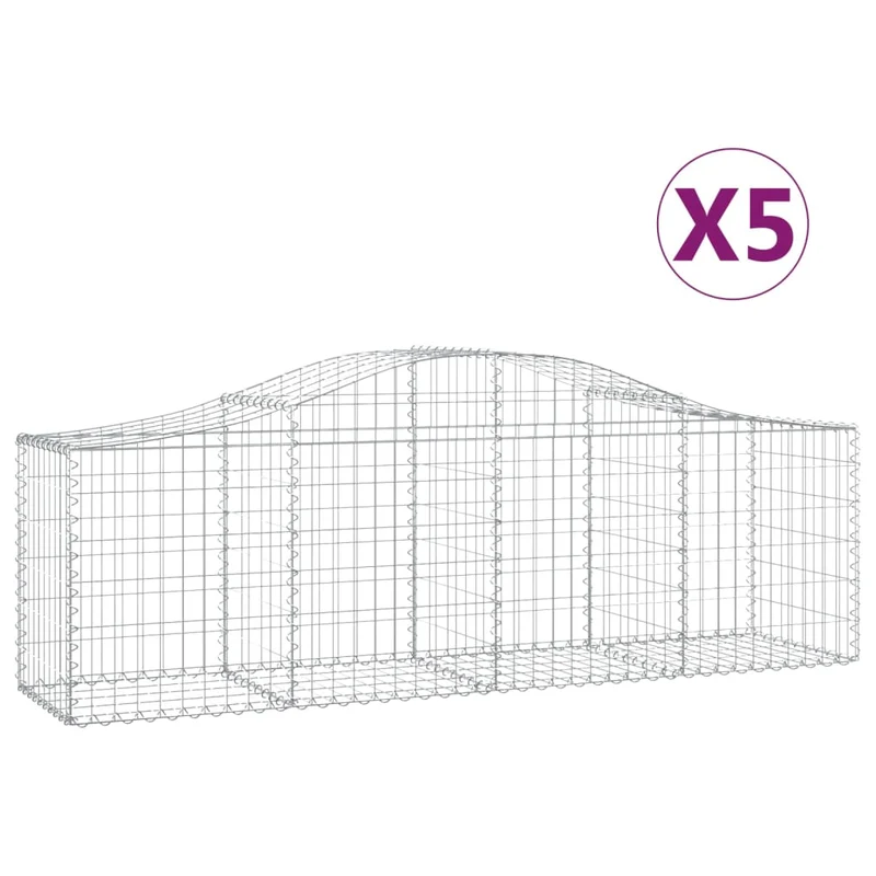 Cestas De Gaviones 5 Uds Forma De Arco Hierro 200x50x60/80 Cm