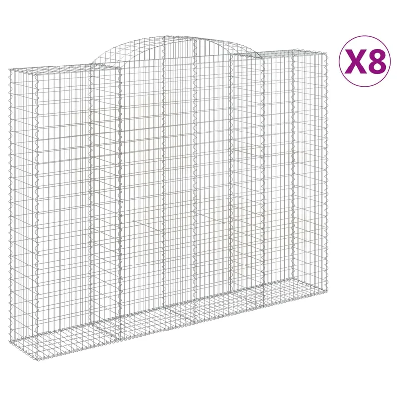 Cestas De Gaviones 8 Uds Forma De Arco Hierro 300x50x220/240 Cm