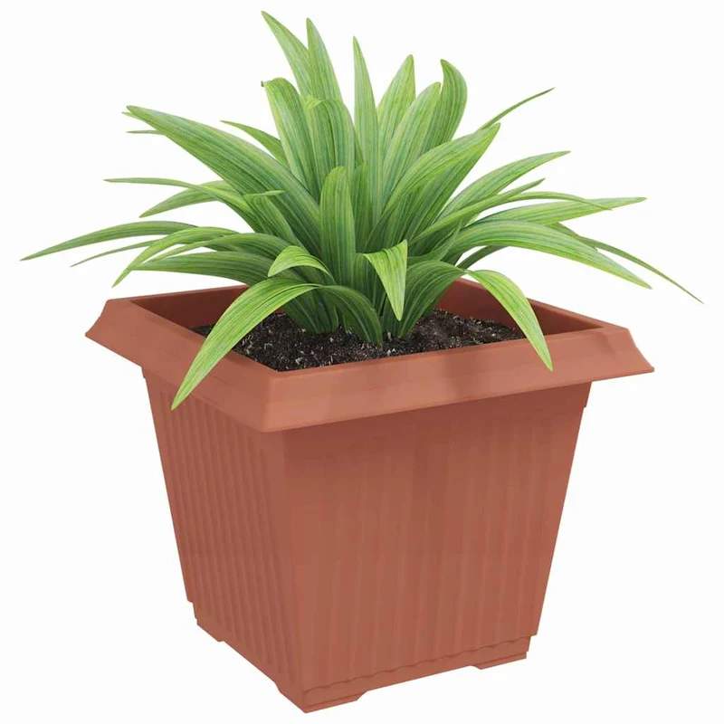 Maceta Cuadrada Para Flores 6 Uds. Rojo Ladrillo Plástico