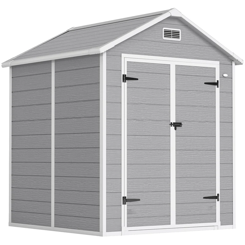 Outsunny Cobertizo De Jardín 2,4 M² 182x151x219 Cm Con Suelo Puerta Cerrada Gris