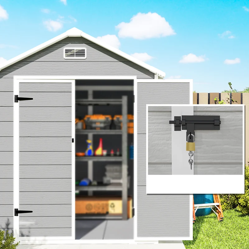 Outsunny Cobertizo De Jardín 2,4 M² 182x151x219 Cm Con Suelo Puerta Cerrada Gris
