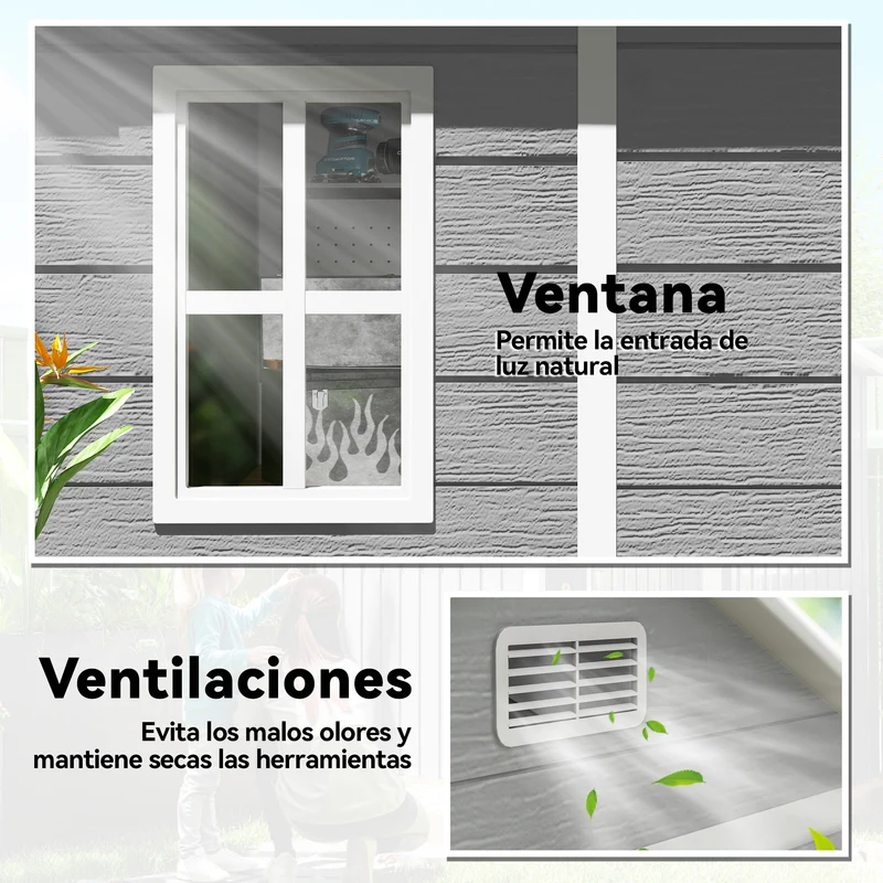Outsunny Cobertizo De Jardín 2,4 M² 182x151x219 Cm Con Suelo Puerta Cerrada Gris