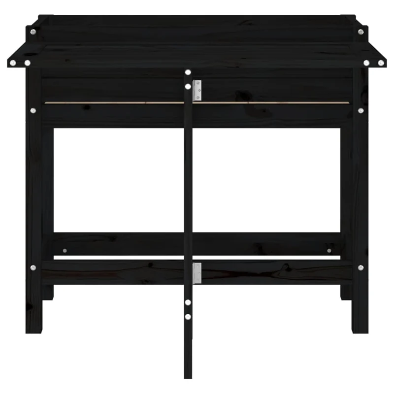 Jardinera Con Tapa Plegable Madera Maciza De Pino Negro