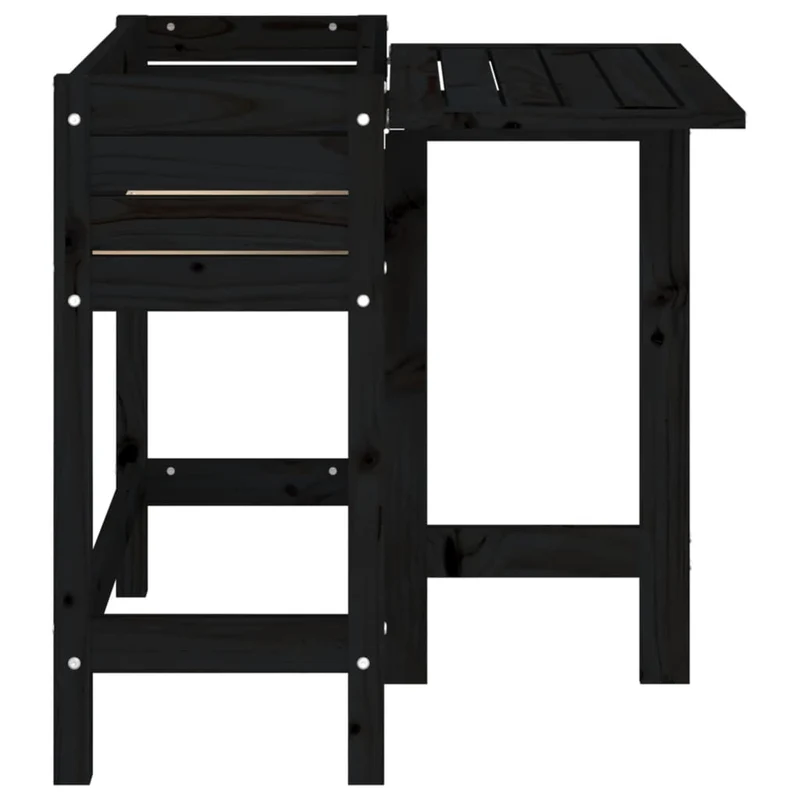 Jardinera Con Tapa Plegable Madera Maciza De Pino Negro
