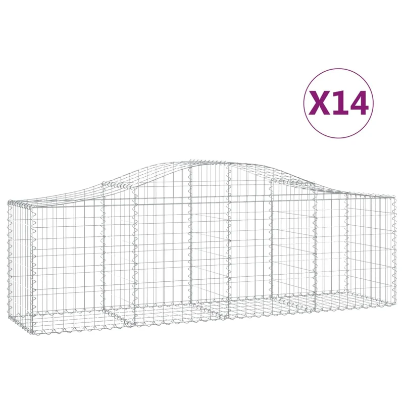 Cestas De Gaviones 14 Uds Forma De Arco Hierro 200x50x60/80 Cm